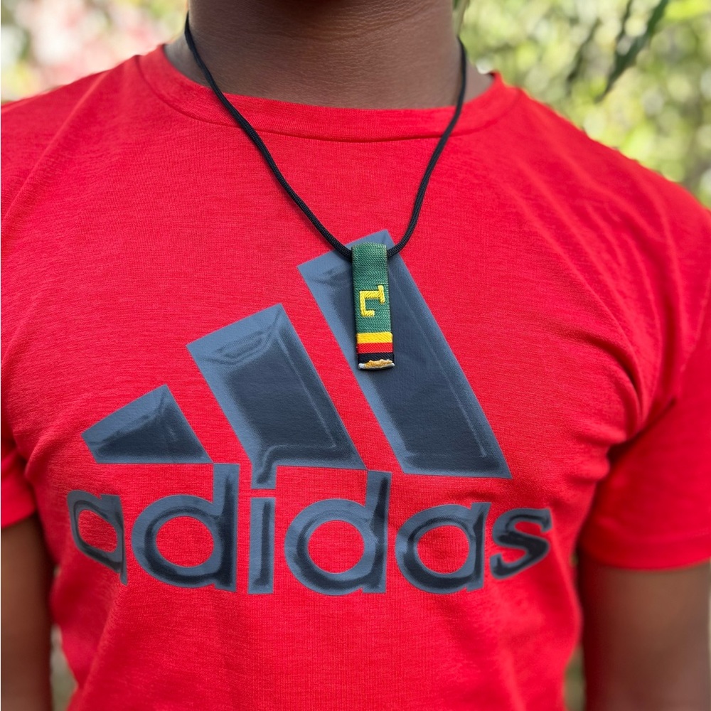 NW 💯 hand knitted adjustable initial tag necklace, Benin 🇧🇯